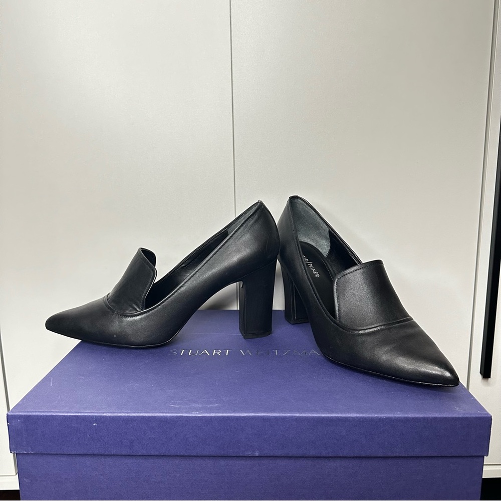 Donald Pliner Black Leather Pointed Toe Pumps - Size 11 Women's